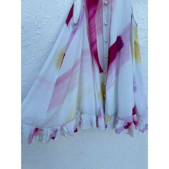 Adam Selman Womens Sleeveless Button Down Ruffled Printed Mini Dress Multi Sz 0 - Picture 7 of 11